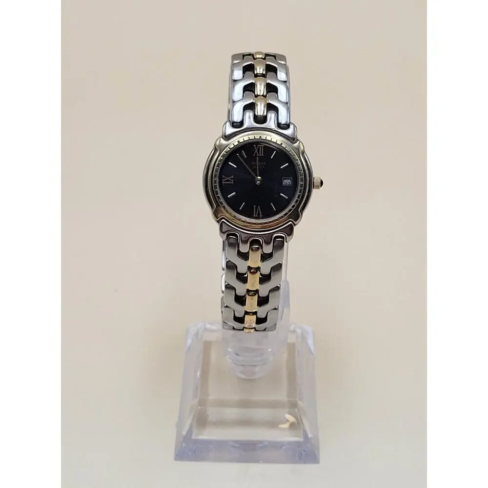Vintage Pulsar Ladies Two-Tone Dress Watch - Blue Dial - V789-0240 NEW BATTERY